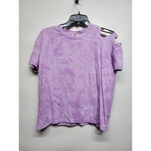 Somewhere West Lavender Mineral Wash Distressed Crew Neck Short Sleeve T-Shirt M